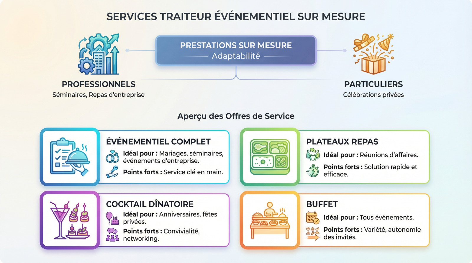 Service traiteur sur mesure à Lorient dressant un buffet élégant pour un événement