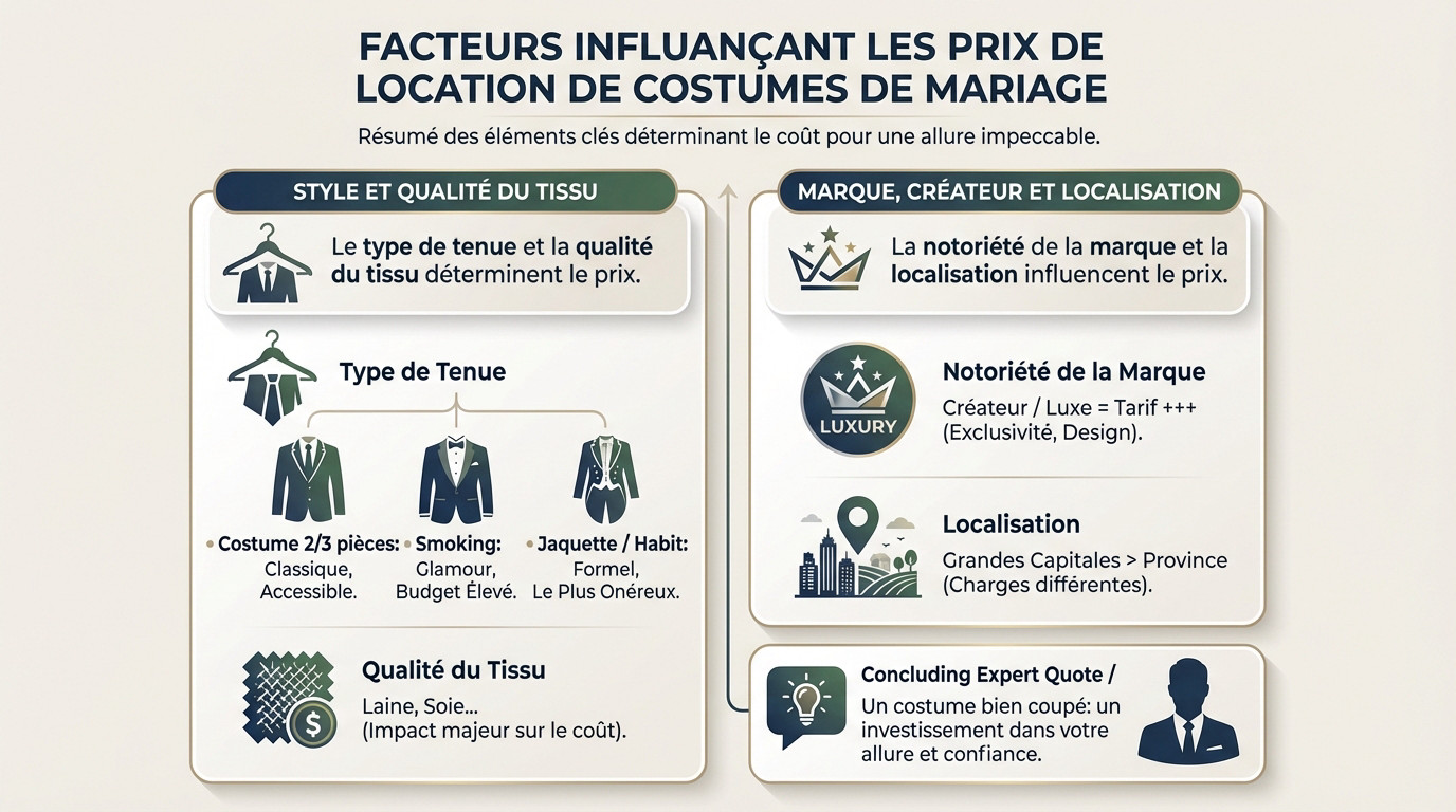 Facteurs influençant le tarif de location d'un costume de mariage